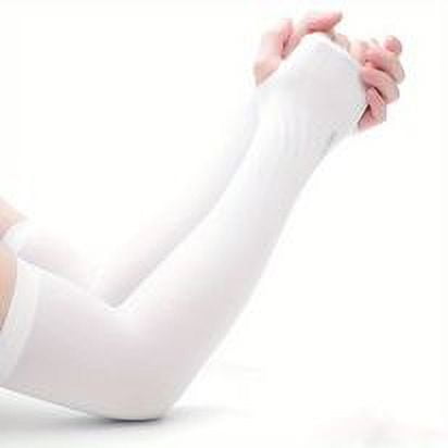2 Pairs of Sun Protection Sleeves with UV Protection and Thumb Hole for Sports and Outdoor Activities White