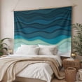 thumbnail image 3 of Teal Ocean Large Tapestry for Bedroom Wall Hanging Tapestry, Coastal Sea Moire Waves Abstract Ombre Art Ceiling Backdrop Tapestries Poster Blanket Wall Decor for Teens Room Living Room Dorm 85" x 90", 3 of 8