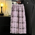 thumbnail image 3 of Faraee Girls' Plaid Wide Leg Pants Loose Elastic High Waist Straight Trousers Trendy Baggy Sweatpants for Toddler Little Kid (11-12T,Purple), 3 of 6