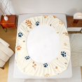 thumbnail image 4 of Manfei Boho Cat Paw Fitted Sheet Full, Botanical Leaf Bed Set, Cream, 3 Pieces, 1 Fitted Sheet and 2 Pillowcases, 4 of 6