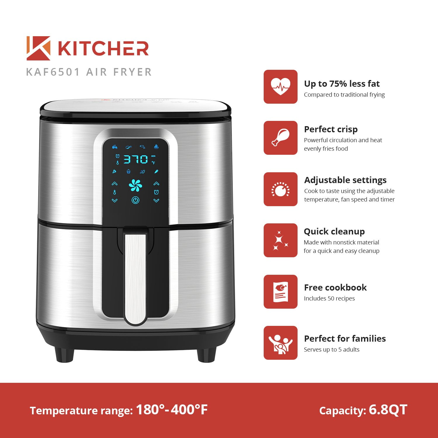 Kitcher 6.8 qt air fryer discount