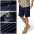 thumbnail image 3 of liyiyiyia Mens Shorts Outdoor Work Cargo Shorts for Men with 10 Pocket for Hiking Fishing Camping Casual Navy Blue 34 (No Belt), 3 of 8