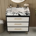thumbnail image 3 of 30" Sintered Stone Top Bathroom Vanity with Storage, Bathroom Vanity with Ceramic Sink, Freestanding Storage Cabinet with Soft Close Drawers for Bathroom, Black,Gold,White, 3 of 9