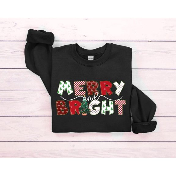 Merry and Bright Sweatshirt, Christmas Sweatshirt, Family Christmas Shirt, Christmas Sweatshirts Women, Merry Christmas Shirt, Xmas Hoodie