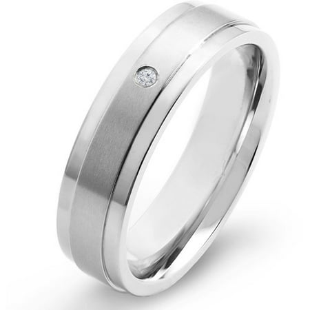 Crucible Titanium and 0.02 Carat T.W. Diamond Dual Finished Comfort Fit Band (H-I, SI2)