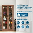 thumbnail image 6 of Display Cabinet-71 Inches 4 Adjustable Shelves Curio Cabinets with Locking Glass Doors Display Case for Collectibles, Cosmetics, Hydroponics, Books (Wood Color,Assemble Required), 6 of 14