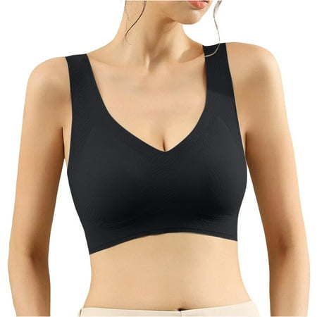 Ogiraw Clearance! Minimizer Bras For Women Underwear Women s Wide Straps Without Ring Gathered To Collect Side Breasts Large Size Tank Top Non Marking Bra Full Coverage Bras For Women Black XXXL