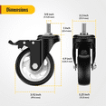 thumbnail image 2 of HOLKIE 4 inch Total Locking Stem Caster Wheels, 3/8" -16 x 1" Threaded Swivel Casters Set of 4 Heavy Duty Casters, Black, 2 of 9