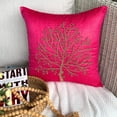 thumbnail image 4 of The HomeCentric Pillow Cases, Fuchsia Pink Pillows Cover, Beaded Tree Pillow Covers, Pack of 2, 14x14 inch (35x35 cm) Pillow Case, Square Silk Pillows Cover, Floral Decorative - Fuchsia Tree Of Life, 4 of 12