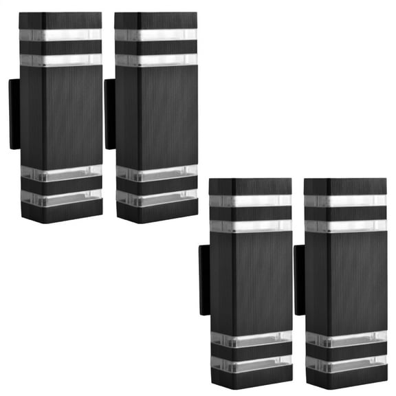 Aluminum Waterproof Wall Lights 4 Pack, Modern Square Up/Down Wall Lights, 3000K LED Exterior Fixtures for Patio Garage