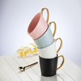 thumbnail image 3 of Set of 6 Matte White With Gold Handle Tea Cup, 3 of 5