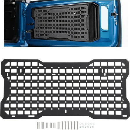 Kojem Tailgate Molle Panel for 2007-2022 Jeep Wrangler JK JL Rear Door Cargo Organizer Interior Storage Plate Racks Aluminium