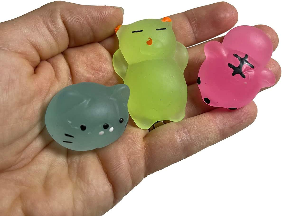 Glowinthedark Kawaii Mini Mochi Squishy Cat Toys Antistress Set