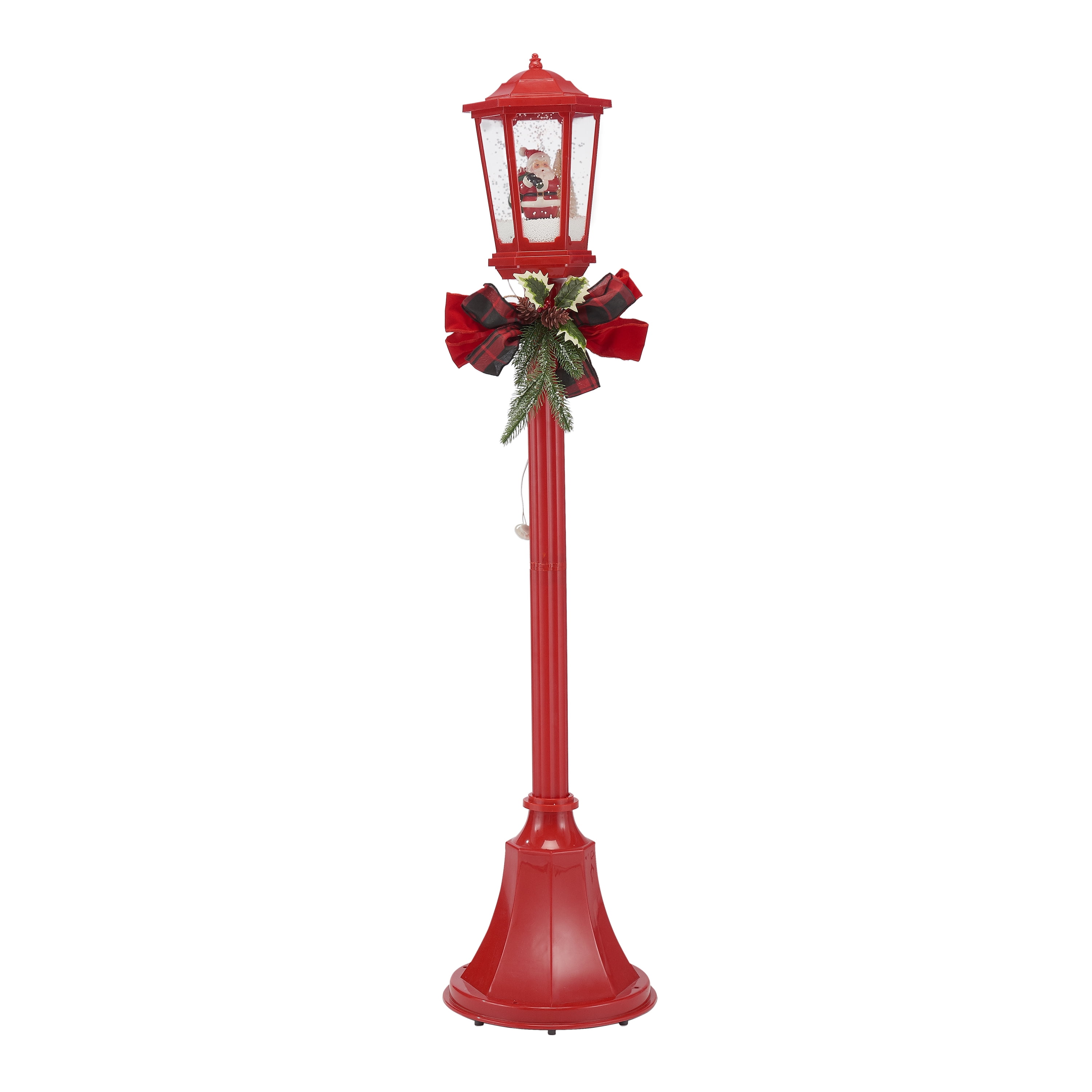 Holiday Time 56" Snow Blowing Santa Red Christmas Lamppost Decoration