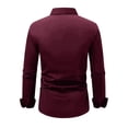 thumbnail image 4 of KXDMNE Mens Long Sleeve Button Down Shirt - Slim Fit Polyester Lapel Business Dress Shirt Casual Formal Workwear for All Year, Wine, 3XL, 4 of 4