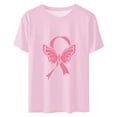 thumbnail image 3 of Oplxuo Breast Cancer Awareness Tops for Women Short Sleeve Cute Pink Ribbon Shirts Causal Crewneck Loose Tshirt Blouse, 3 of 3