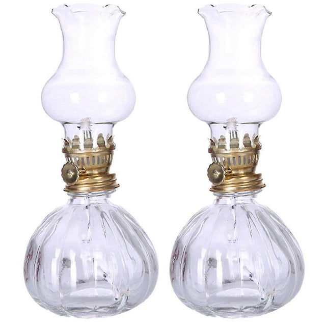 2pcs Oil Lamp Hurricane Lamp Vintage Style Large Chamber Kerosene Lamp Lantern