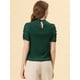 thumbnail image 2 of Allegra K Blusa De Chifón Con Lunares Suizos Para Mujer, Manga Corta Abullonada, Tops Verde oscuro L, 2 of 4