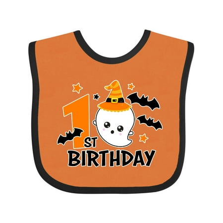 

Inktastic 1st Birthday with Ghost and Bats Halloween Gift Baby Boy or Baby Girl Bib