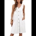 thumbnail image 3 of Vestidos de Verano para Mujer, Sin Mangas, Informales, Holgados, con Botones y Bolsillos S, 3 of 9