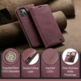 thumbnail image 5 of KONEE Phone Case Compatible with iPhone 14 Plus , Leather Case PU Leather Flip Phone Case with [Card Slot] [Stand Function], Foldable Phone Case for iPhone 14 Plus Case, Wine Red, 5 of 14