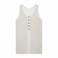 thumbnail image 6 of Xdegoge Beach Cover Up Sleeveless Crochet Cardigan Button Front Deep V Neck Pointelle Knit Vest Side Slit Long Bikini Tunic Outerwear, 6 of 6