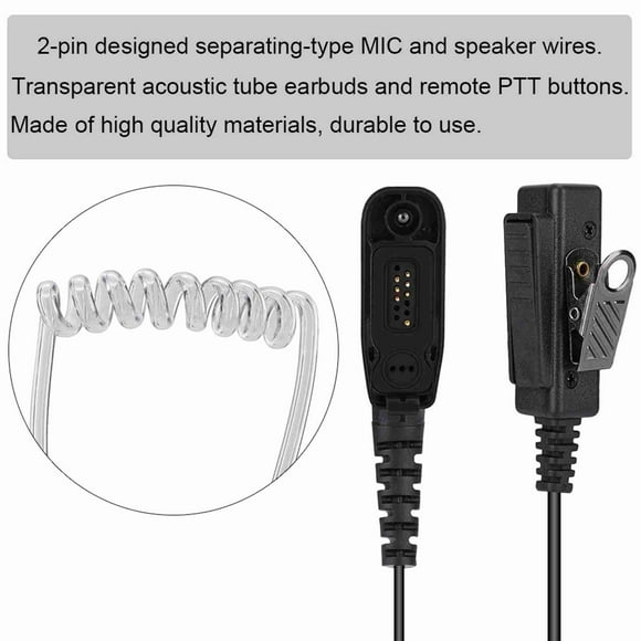 Walkie Talkie Auriculares, Auriculares Acústicos Acústicos De 2 Pines Auriculares Walkie Talkie Con MIC Y PTT, Para MotorolaP25, MotorolaDMR, ParaMotorola XPR 6000/APX 1000/XIR