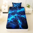 thumbnail image 3 of Homewish Blue Wild Lightning Twin Sheets,Modern Abstract Art Bedding,3pcs,1 Fitted Sheet and 1 Pillowcase, 3 of 6