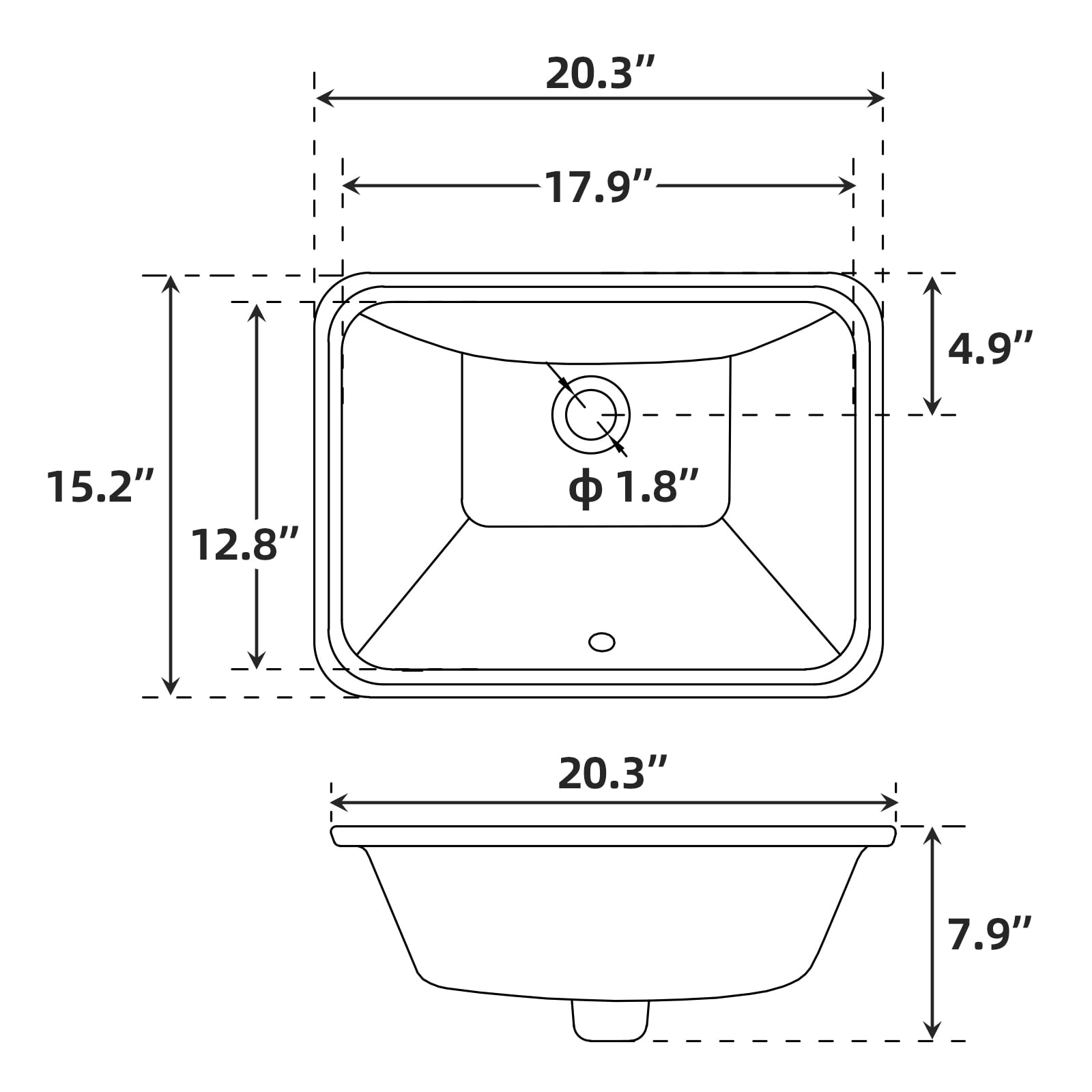 Undermount/Countertop Bathroom Sink, White Sink Undermount/Countertop Bathroom Sink, Porcelain Ceramic Lavatory Bathroom Vanity Sink with Overflow