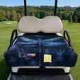 thumbnail image 2 of COEQINE Quilted Seat Cover for Golf Carts, Includes Carry Handle for Bag-Style Folding, Universal Fit Most 2-Seaters, 4 Storage Pockets, Ideal Gift for Golfers, Blue Dragonfly Flower, 2 of 8