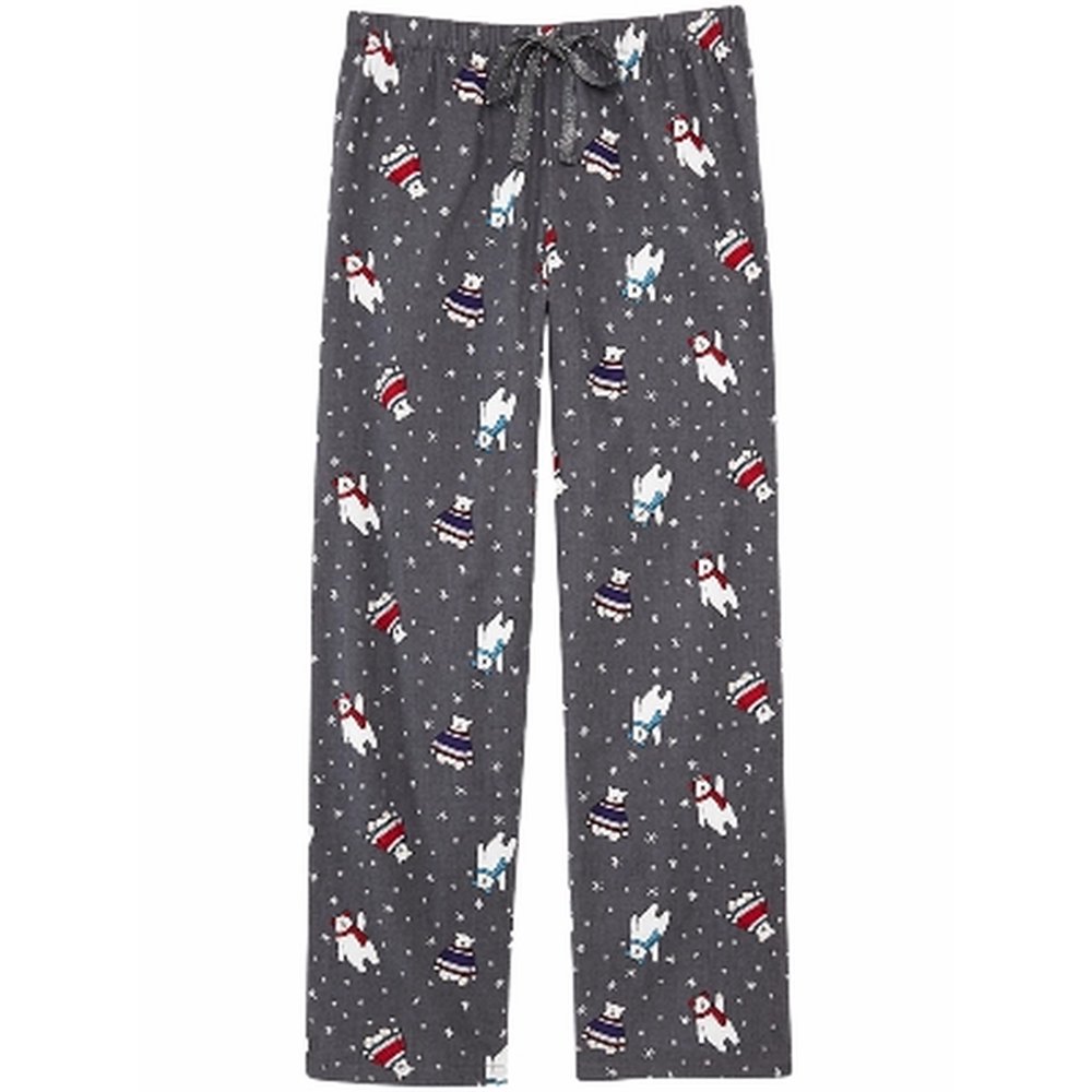 Covington Womens Dark Grey Polar Bears Snowflake Sleepwear Flannel