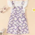 thumbnail image 2 of kpoplk Toddler Baby Girl Clothes Tie-Up Strap Ruffle Camisole Tops Linen Pants Set Little Girls Summer Outfits Size 4-5 Years,Purple, 2 of 5