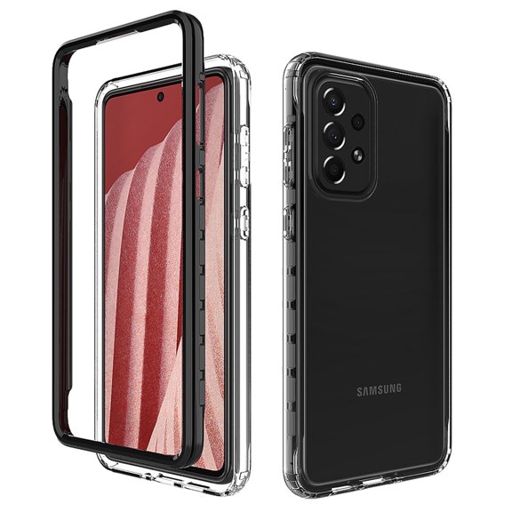 for Galaxy A73 5G 6.7" 2022 Transparent Case, Multi-Layer Shock Absorbing Fashion Durable Shockproof Protective Case for A73 5G Ladies Women Men, Black