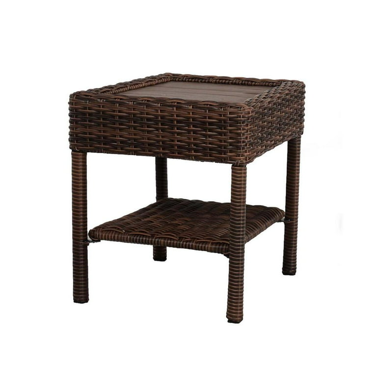 Hampton bay cambridge brown wicker square outdoor side table deals