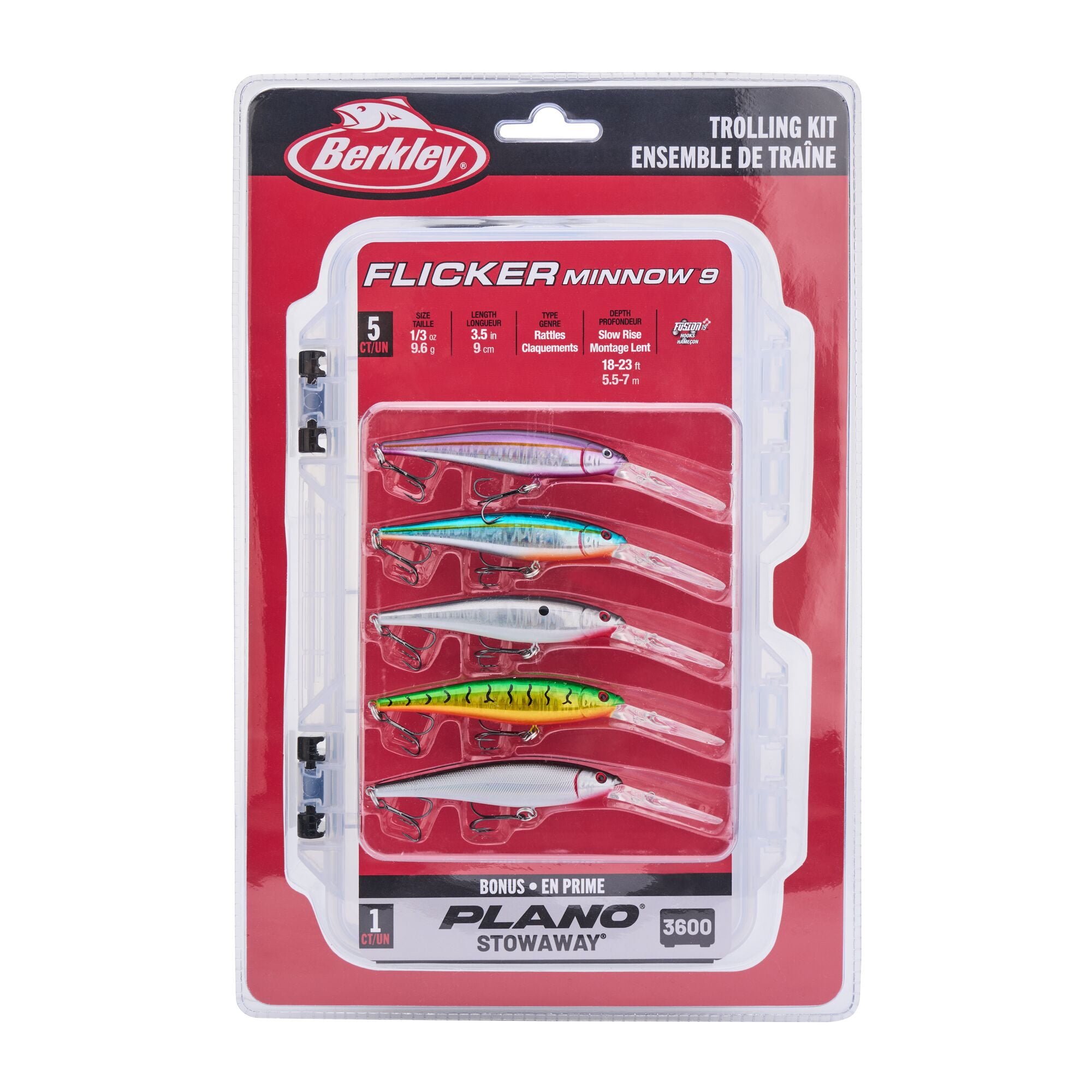Berkley Flicker Minnow® Trolling Pack, 3.5 in, Crankbaits, Assorted (5 Count)