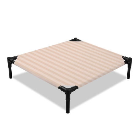Orange Stripes Elevated Dog Bed Modern Striped Minimalist Abstract Cooling Breathable Outdoor Raised Dog Cot Bed with Metal Frame Non-Slip Feet for Small Dog 20x20in