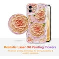 thumbnail image 2 of Case for iPhone 11, Colorful Retro Oil Painting Peony Flower Laser Glossy Pattern Cute Curly Waves Edge Exquisite Phone Cover Stylish Durable TPU Protective Case for Girls Women - Pink#4, 2 of 12
