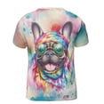 thumbnail image 2 of Hippie French Bulldog Portrait Watercolor Tie-Dye Vintage Styles All Over Print 3D Shirt Unisex Merch Dog Lover Gifts - 00014, 2 of 6