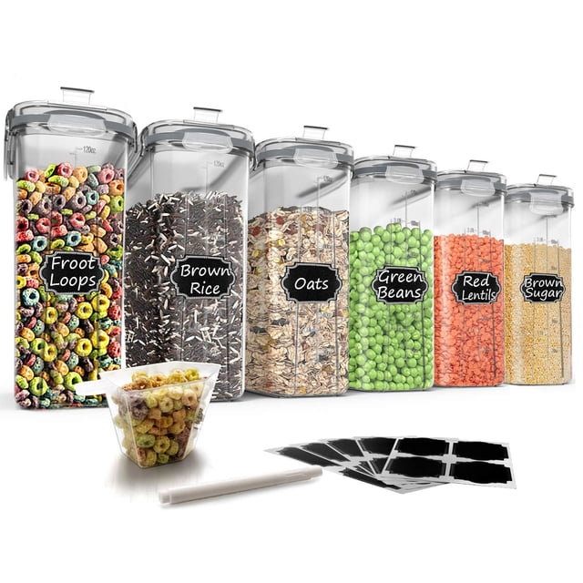 Recipientes de almacenamiento de cereales Wildone, 4 litros, sin BPA, juego de 6 piezas