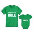 thumbnail image 1 of Big Brothers Rule Little Brothers Drool Boys Set Siblings Gift Shirt & Bodysuit Big Bro Green 4T / Lil Bro Green NB (0-3M), 1 of 5