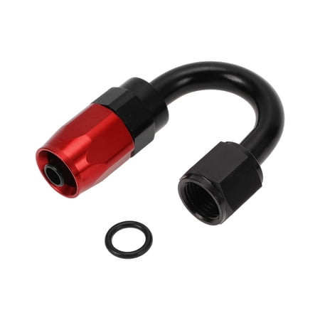 Unique Bargains Male Flare Reducer Hose Fitting Adapter TF-1001-AN6 180° Fuel Line Connector Aluminum with O-ring Red Black