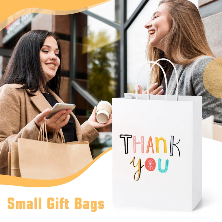 BagDream Medium White Kraft Paper Bags with Handles, 100 Pack photo 4