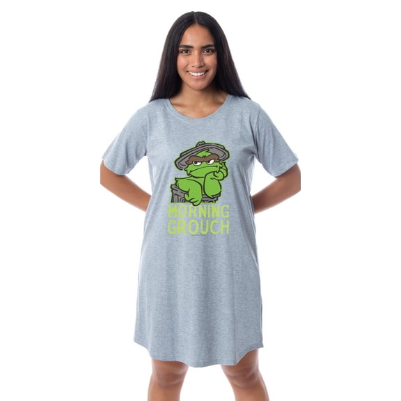 Sesame Street Women's Oscar the Grouch Pajama Dorm Sleep Shirt Nightgown