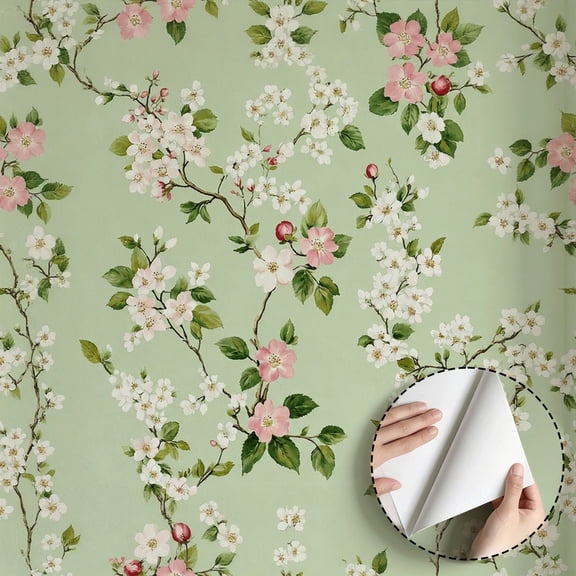 Dark Vintage Wildflower Wallpaper Boho Rustic Peel and Stick Wallpaper Waterproof Wall Decor for Living Room Bedroom Bathroom Kitchen Cabinet Dorm Room 17.7 * 78.7 in
