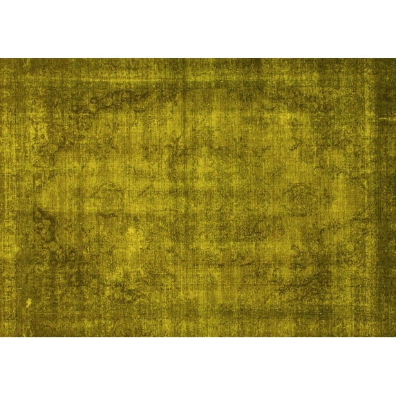 Ahgly Company Machine Washable Indoor Rectangle Abstract Yellow Modern Area Rugs, 2' x 3'