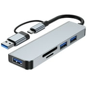 ammoon 5 in 1 Type C to USB 3.0 Hub Docking Station with USB Ports and TF Card Reader for Laptop MacBook Air Surface XPS PC