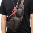 thumbnail image 2 of Kwuty Vintage Leather Sling Bag Backpack for Men Crossbody Shoulder Chest DayPack Backpacks, 2 of 7