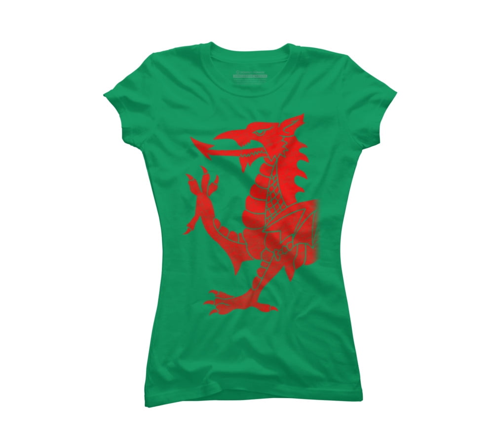 Design By Humans Cymru Dragon Red Halftone Juniors Graphic T Shirt Design By Humans Walmart Com Walmart Com
