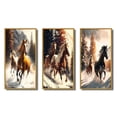 thumbnail image 2 of Designart "Wild Horses Galloping in Winter Scene II" Animals Horse Framed Wall Art Set Of 3 - Brown Horse Frame Gallery Wall Set For Home Decor, 2 of 6