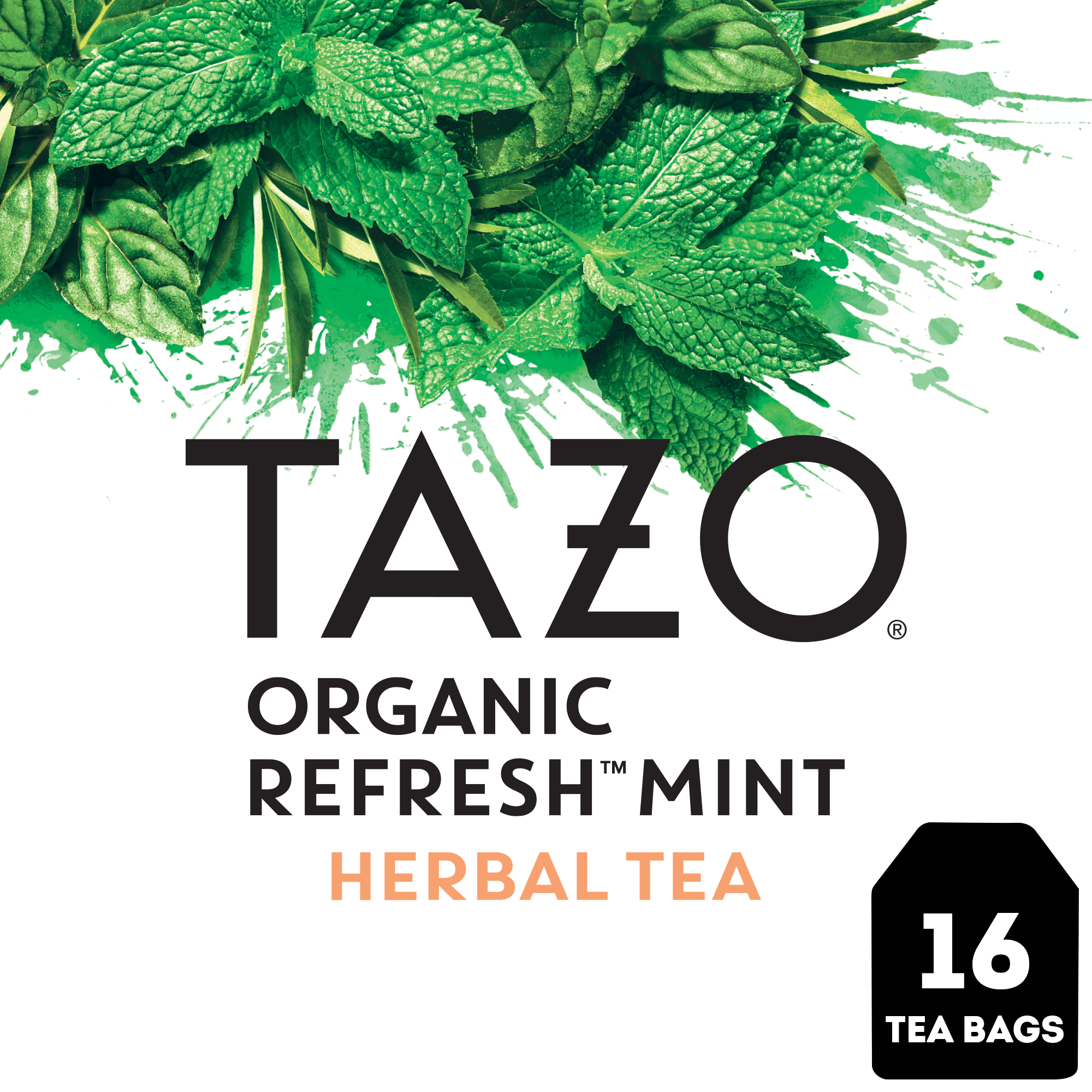 TAZO Regenerative Refresh Mint Herbal Tea Bags, Caffeine-Free, 16 Count (Pack of 6)
